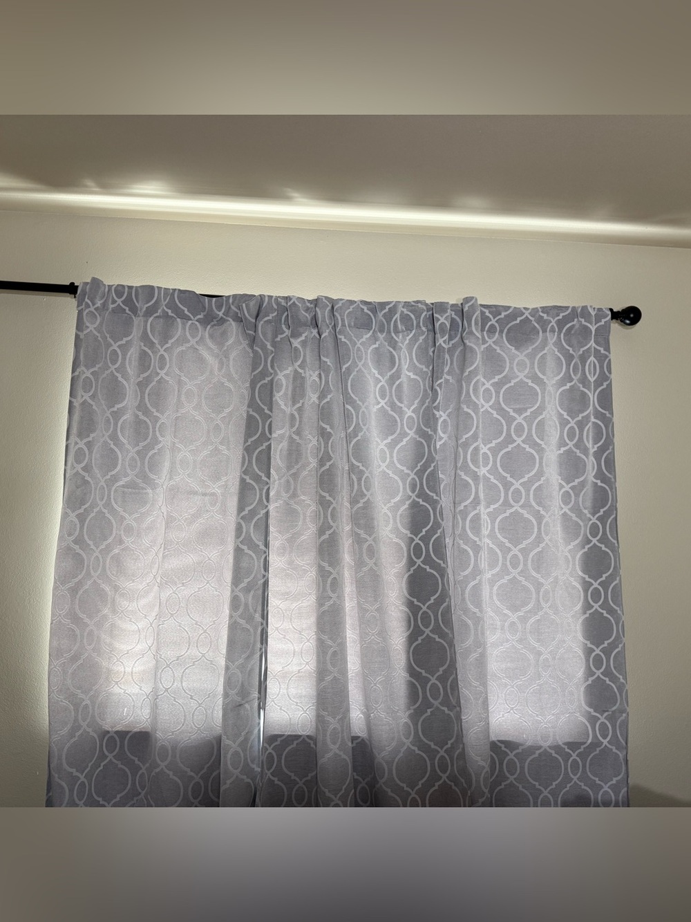 Gray Geometric Sheer Curtain - 4 Panels